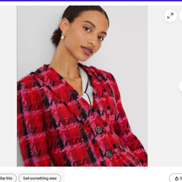 Ann Taylor Tweed Houndstooth Cardigan Jacket Size 4 NWT - Picture 3 of 14